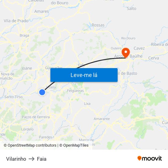Vilarinho to Faia map