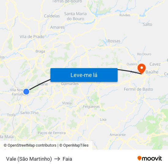 Vale (São Martinho) to Faia map