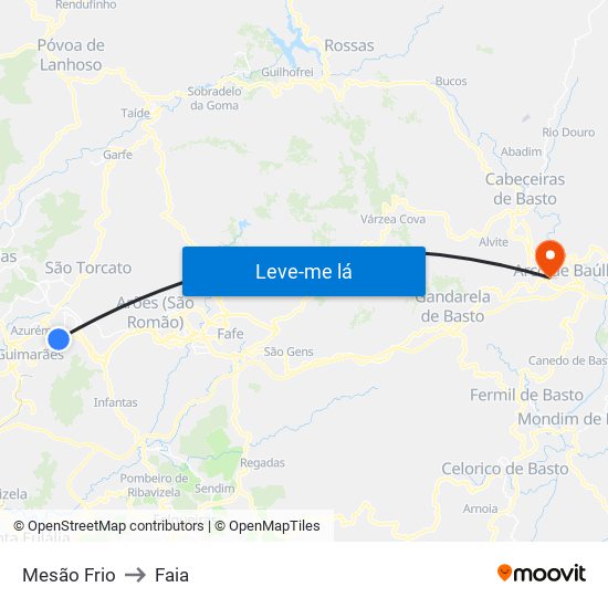 Mesão Frio to Faia map