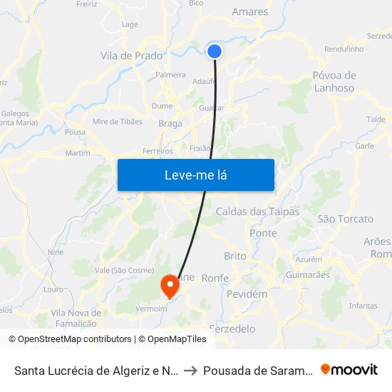 Santa Lucrécia de Algeriz e Navarra to Pousada de Saramagos map