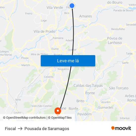 Fiscal to Pousada de Saramagos map