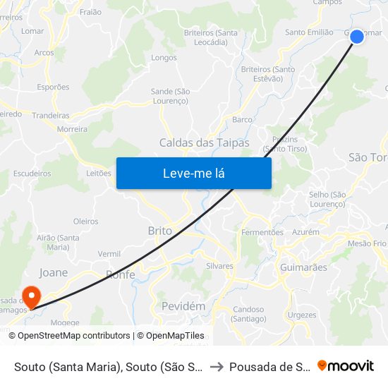 Souto (Santa Maria), Souto (São Salvador) e Gondomar to Pousada de Saramagos map