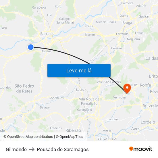 Gilmonde to Pousada de Saramagos map