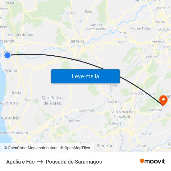 Apúlia e Fão to Pousada de Saramagos map