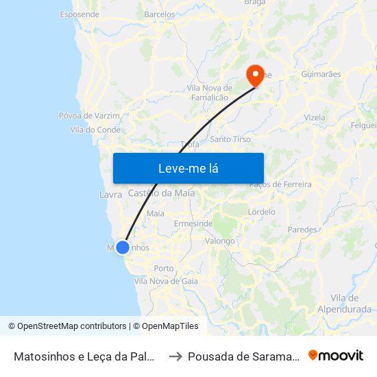 Matosinhos e Leça da Palmeira to Pousada de Saramagos map
