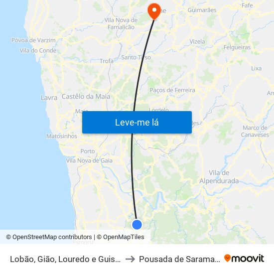 Lobão, Gião, Louredo e Guisande to Pousada de Saramagos map