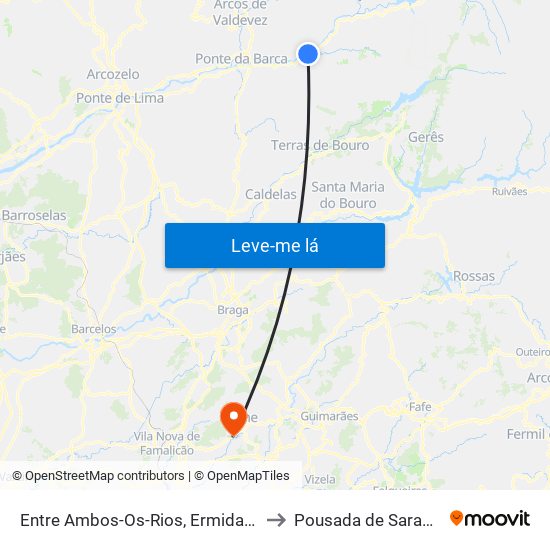 Entre Ambos-Os-Rios, Ermida e Germil to Pousada de Saramagos map