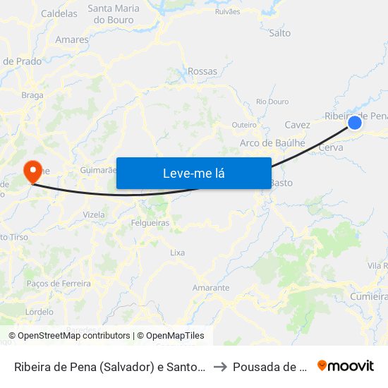Ribeira de Pena (Salvador) e Santo Aleixo de Além-Tâmega to Pousada de Saramagos map