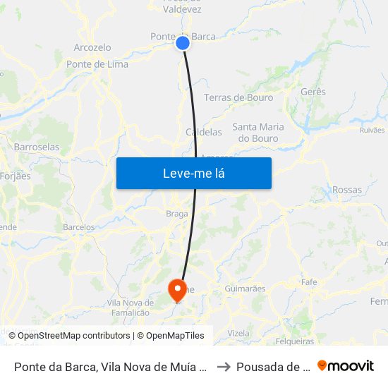 Ponte da Barca, Vila Nova de Muía e Paço Vedro de Magalhães to Pousada de Saramagos map