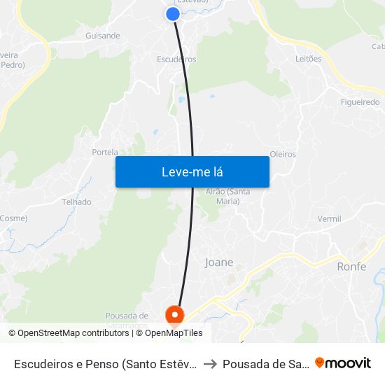 Escudeiros e Penso (Santo Estêvão e São Vicente) to Pousada de Saramagos map