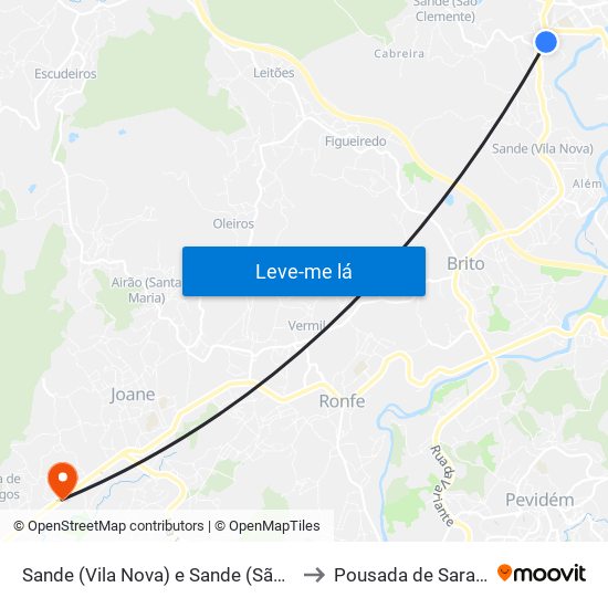 Sande (Vila Nova) e Sande (São Clemente) to Pousada de Saramagos map