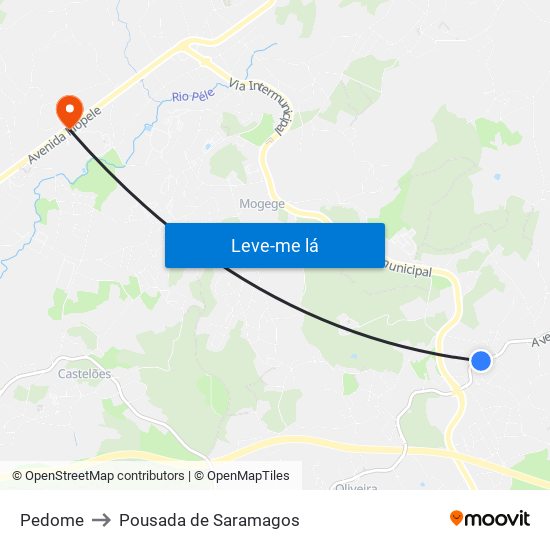Pedome to Pousada de Saramagos map