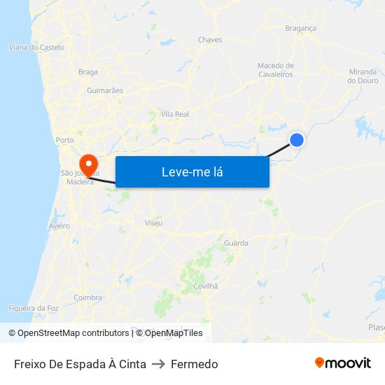 Freixo De Espada À Cinta to Fermedo map