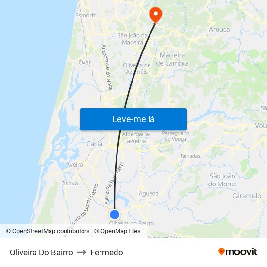 Oliveira Do Bairro to Fermedo map