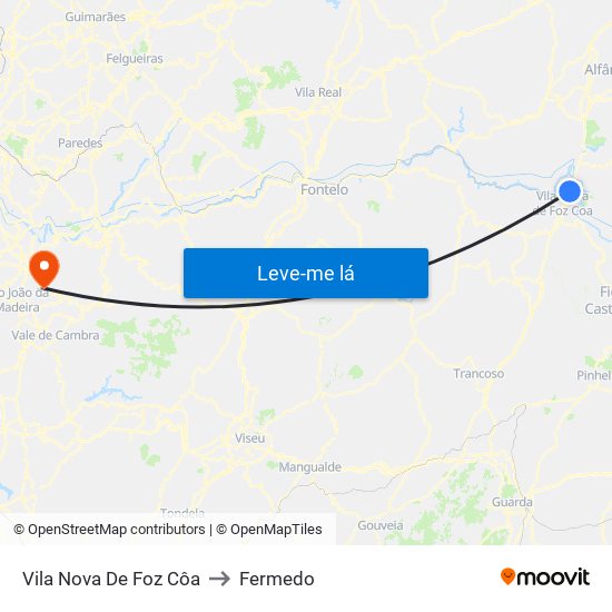 Vila Nova De Foz Côa to Fermedo map