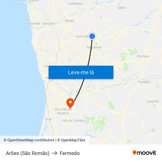 Arões (São Romão) to Fermedo map