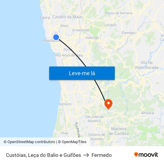 Custóias, Leça do Balio e Guifões to Fermedo map