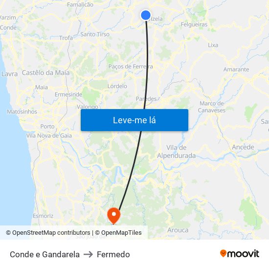 Conde e Gandarela to Fermedo map