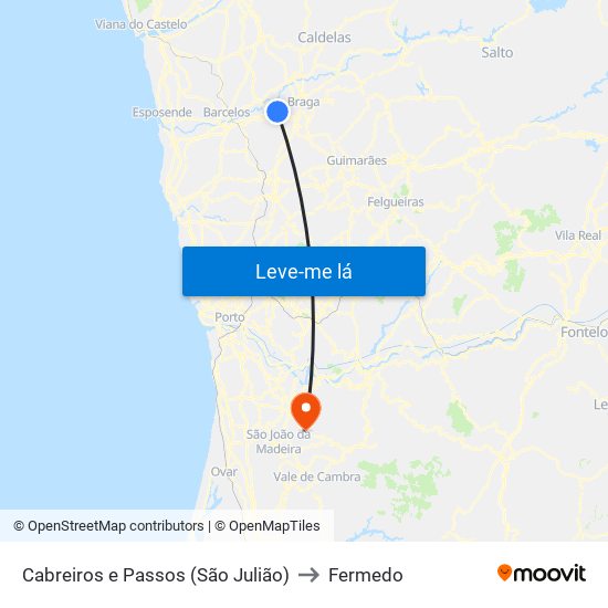 Cabreiros e Passos (São Julião) to Fermedo map