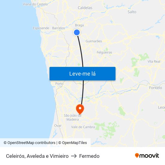 Celeirós, Aveleda e Vimieiro to Fermedo map