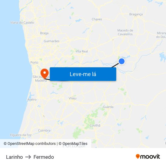 Larinho to Fermedo map