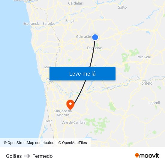 Golães to Fermedo map