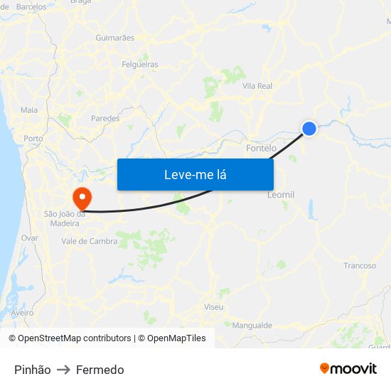 Pinhão to Fermedo map