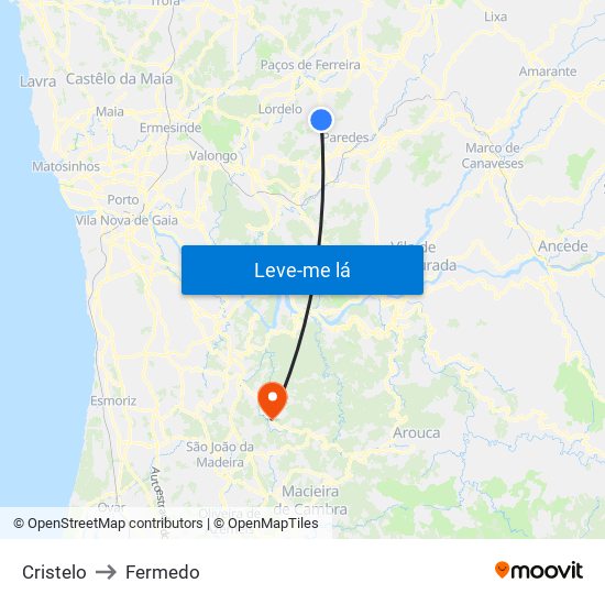Cristelo to Fermedo map