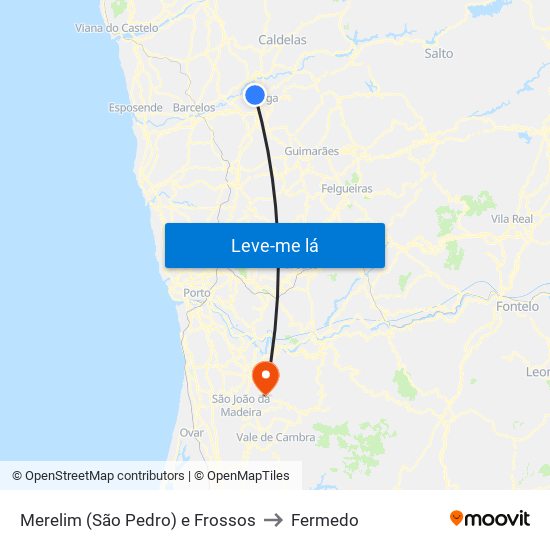 Merelim (São Pedro) e Frossos to Fermedo map