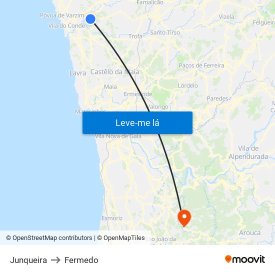 Junqueira to Fermedo map