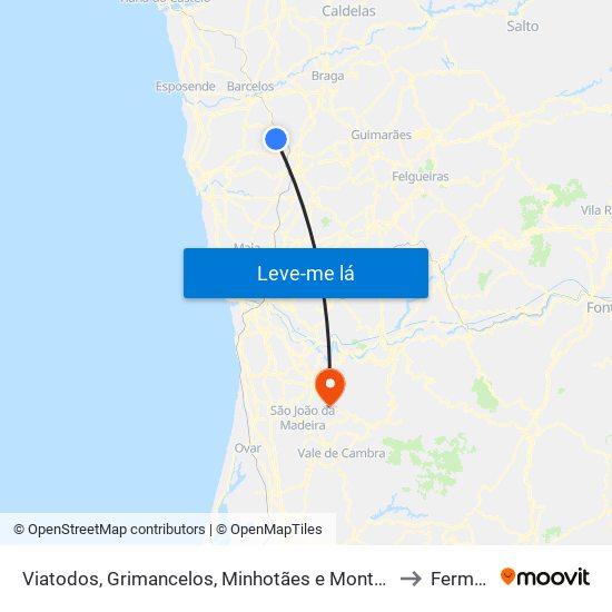 Viatodos, Grimancelos, Minhotães e Monte de Fralães to Fermedo map