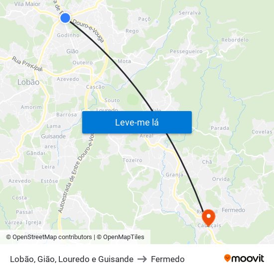 Lobão, Gião, Louredo e Guisande to Fermedo map