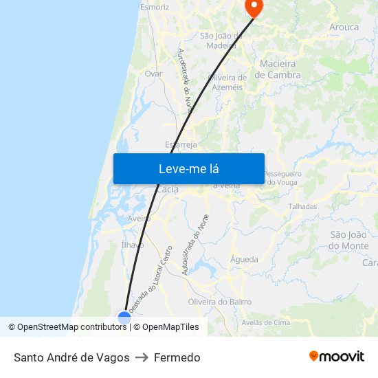Santo André de Vagos to Fermedo map