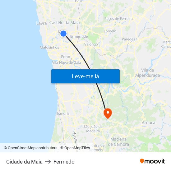 Cidade da Maia to Fermedo map