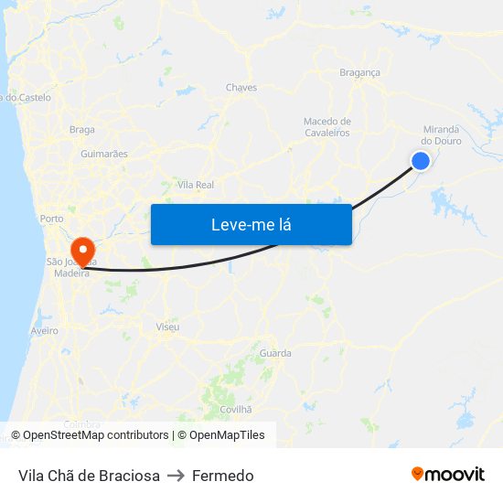 Vila Chã de Braciosa to Fermedo map