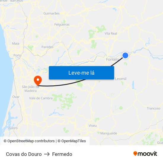 Covas do Douro to Fermedo map