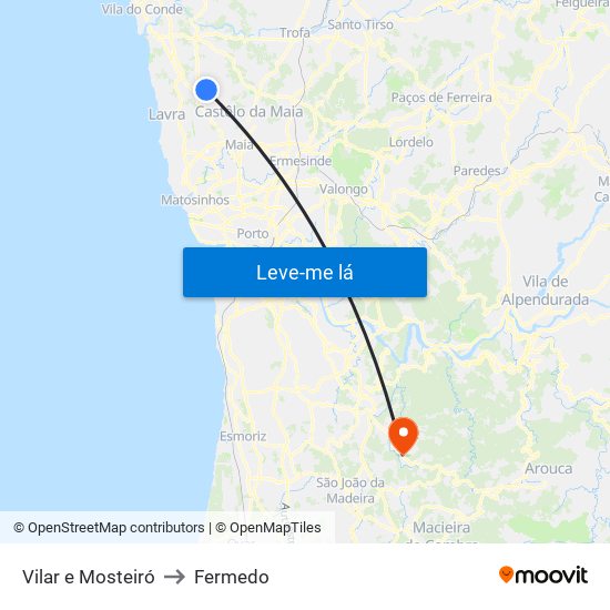 Vilar e Mosteiró to Fermedo map