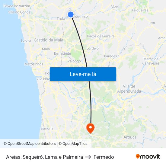 Areias, Sequeiró, Lama e Palmeira to Fermedo map