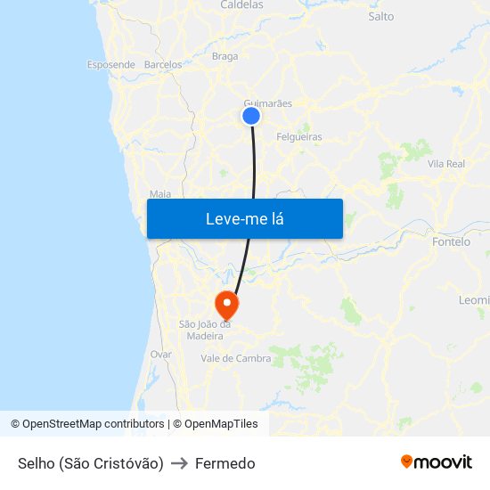 Selho (São Cristóvão) to Fermedo map