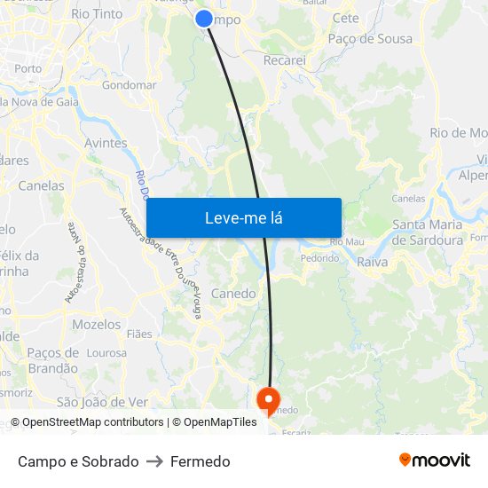 Campo e Sobrado to Fermedo map