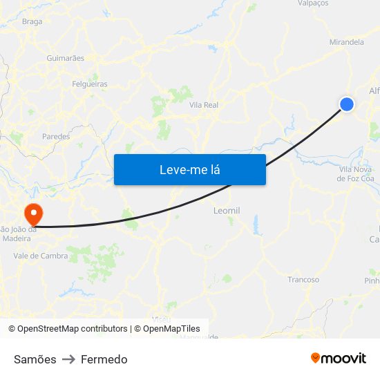 Samões to Fermedo map