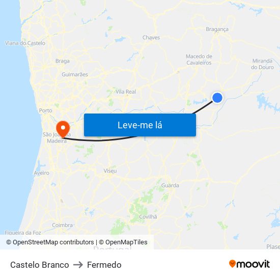 Castelo Branco to Fermedo map
