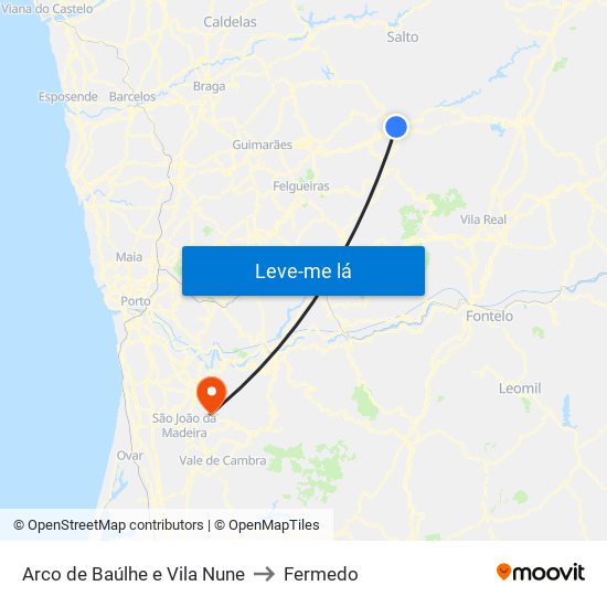 Arco de Baúlhe e Vila Nune to Fermedo map