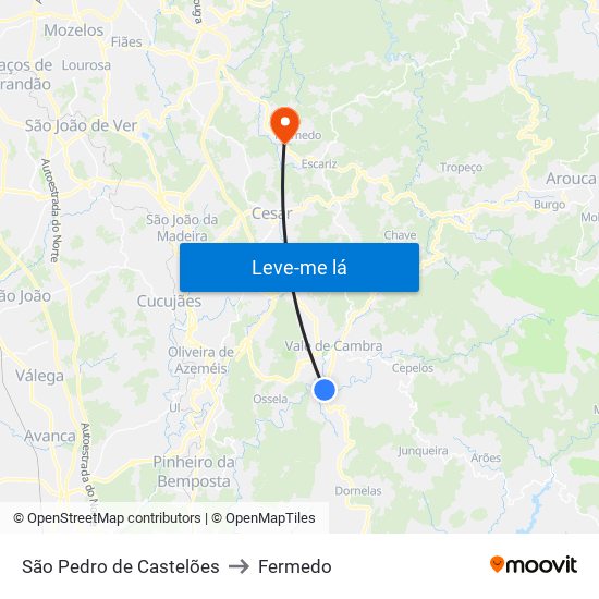 São Pedro de Castelões to Fermedo map