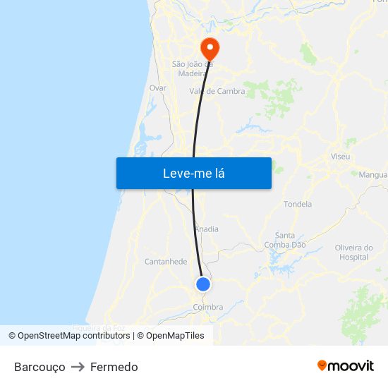 Barcouço to Fermedo map