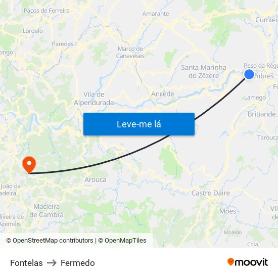 Fontelas to Fermedo map
