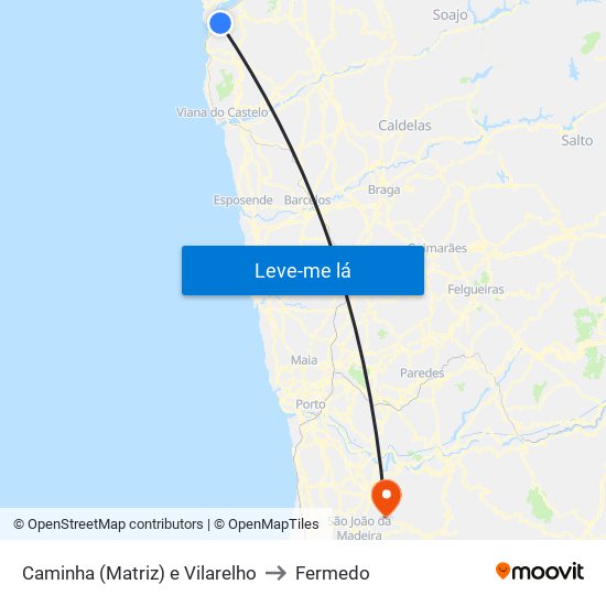 Caminha (Matriz) e Vilarelho to Fermedo map