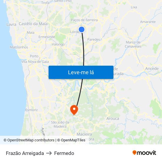 Frazão Arreigada to Fermedo map