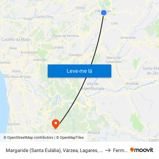 Margaride (Santa Eulália), Várzea, Lagares, Varziela e Moure to Fermedo map