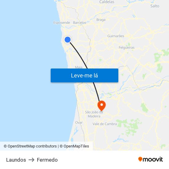 Laundos to Fermedo map